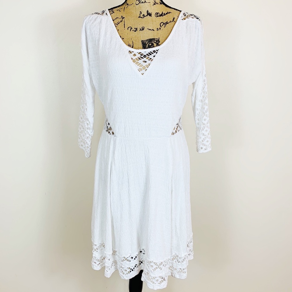 Free People | White Lace Boho Dress Size Medium - Picture 1 of 8